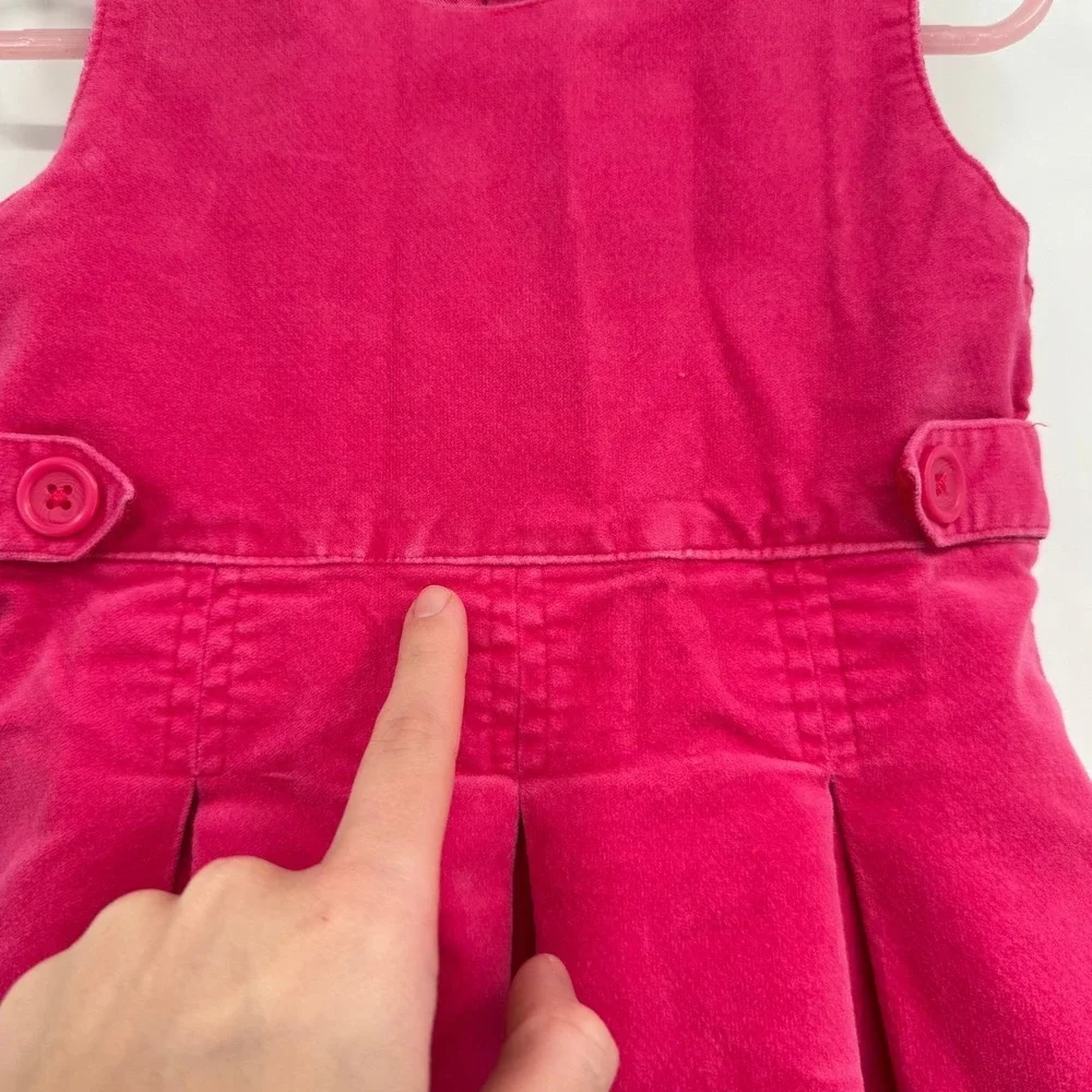 VTG Baby Gap Hot Pink Sleeveless Faux Suede Pleated Dress‎ Size 2T